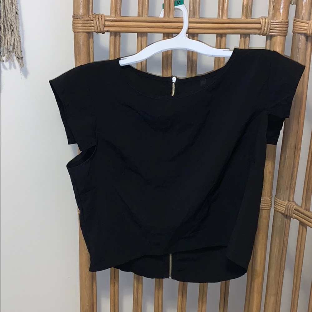Black Crop with Cute Shoulder Details